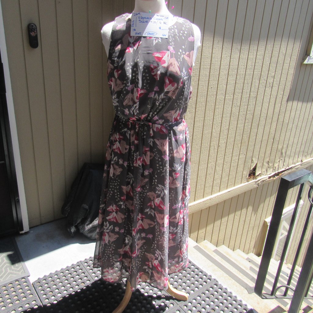 #269. New Women's Grey Chiffon Dress By Per Una (Size 14us / 18uk)